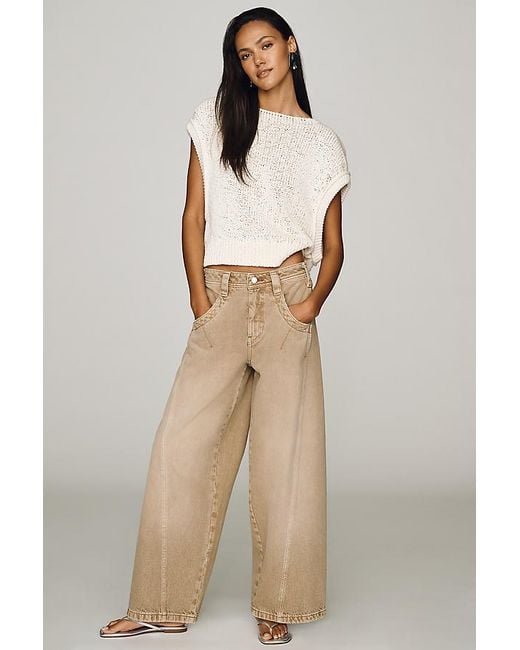 Pilcro Natural Kenny High-Rise Tapered Barrel Jeans