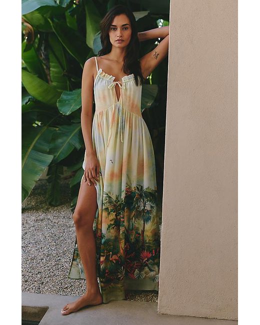 Celandine Green Sleeveless Scenic Maxi Dress