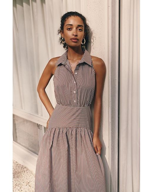 Exquise Natural Drop-Waist Midi Shirt Dress By