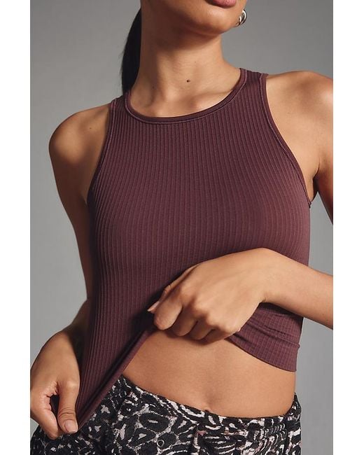 By Anthropologie Brown The Reegan Seamless Ribbed Cropped Tank Top