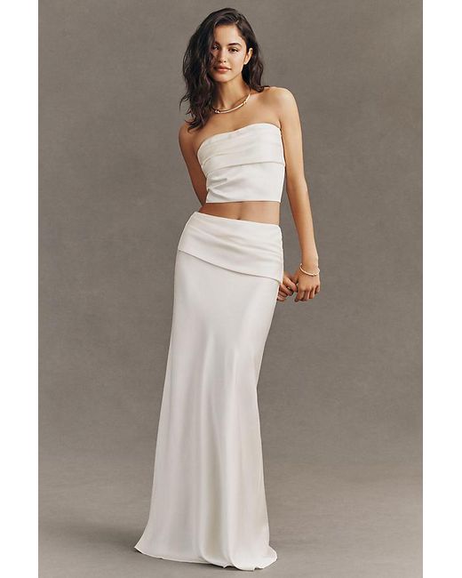 Mare Mare Gray Satin Maxi Skirt & Strapless Top Set