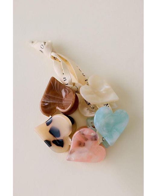 Anthropologie Multicolor Mini Heart Hair Claw Clips, Set Of 5