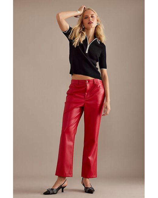 Never Fully Dressed Red Faux Leather Trousers