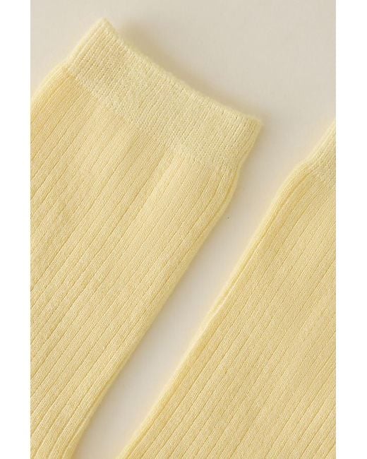By Anthropologie Yellow Ribbed Trouser Socks