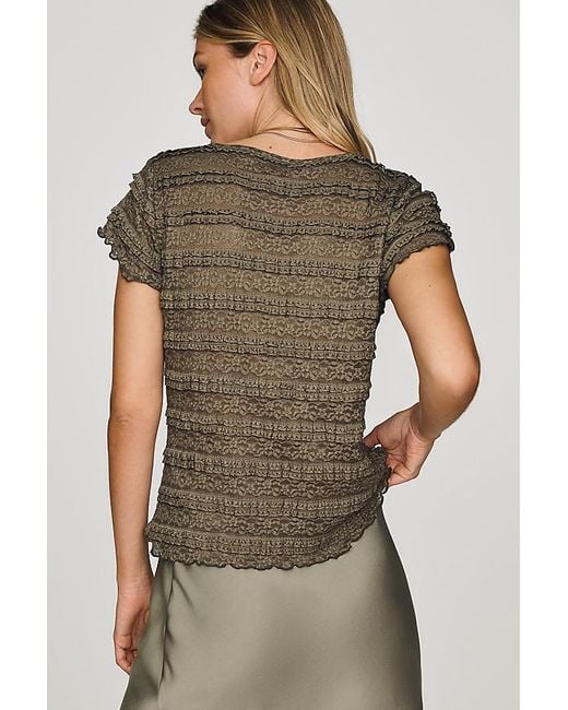 By Anthropologie Green Lace Ruffle Baby T-Shirt