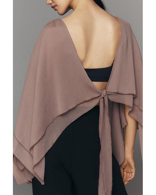 By Anthropologie Gray Sheer Layered Poncho