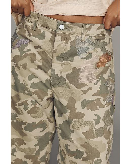 Pilcro Natural The Kayden High-Rise Camo Carpenter Barrel Trousers By