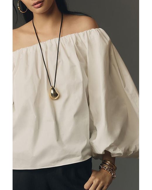 Mare Mare Natural X Anthropologie Off-the-shoulder Puff-sleeve Top