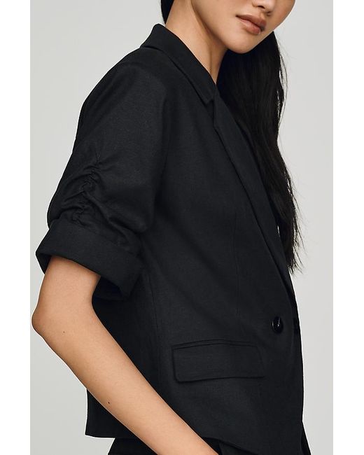 By Anthropologie Black Short-Sleeve Blazer