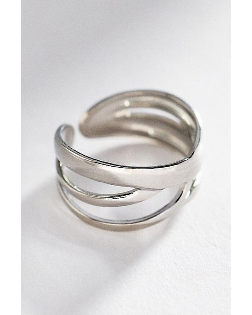 By Anthropologie Gray Water-Resistant Open Stacked Band Ring
