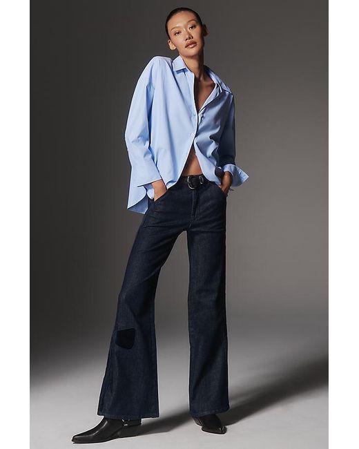 Maeve Black Bow Peep High-Rise Flare Jeans