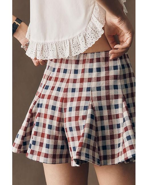 Maeve Black Godet Plaid Skort