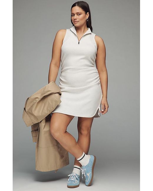 Daily Practice White Quarter-Zip Fitted Mini Dress
