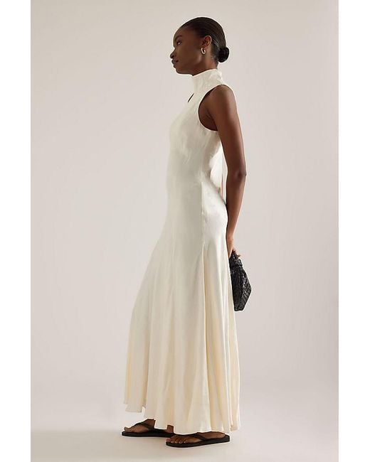 By Anthropologie Natural Joni Jacquard High-Neck Maxi Dress