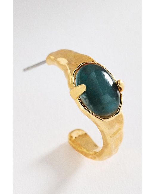 By Anthropologie Blue Mini Stone Hoop Earrings