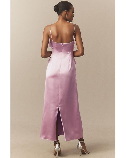 Mare Mare Pink Sleeveless Ruffled Satin Chiffon Maxi Dress