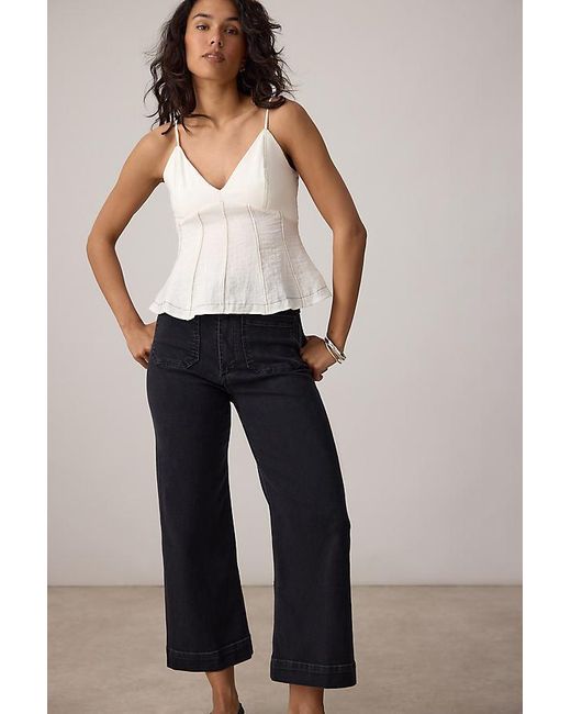 Maeve Gray The Colette Denim Cropped Wide-Leg Jeans By