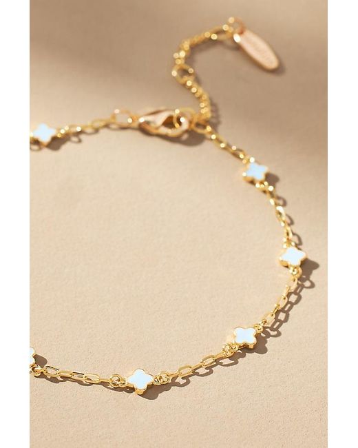 By Anthropologie Natural Clover Chain Wrap Bracelet