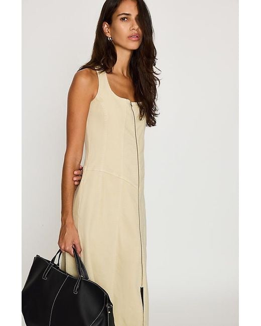 Pilcro Natural Denim Zip-Front Midi Dress