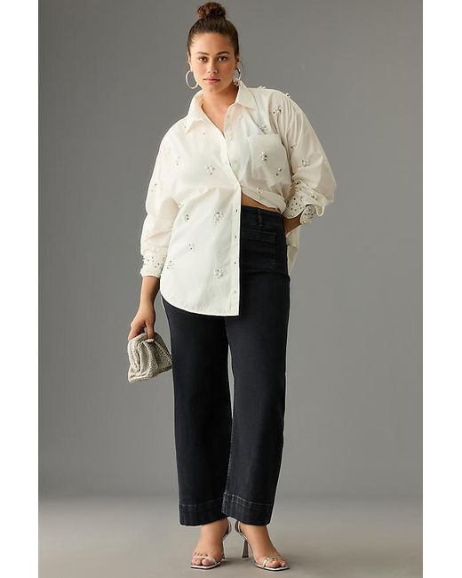 Maeve Gray The Colette Denim Cropped Wide-Leg Jeans By
