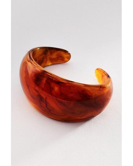 By Anthropologie Red Chunky Resin Cuff Bracelet