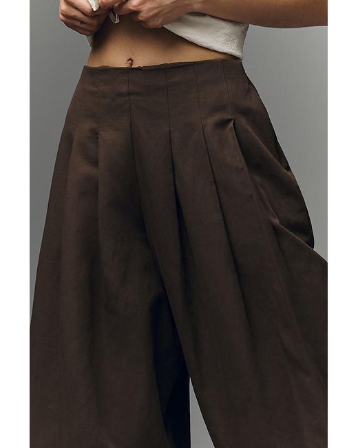 Maeve Gray Pleated Barrel Trousers