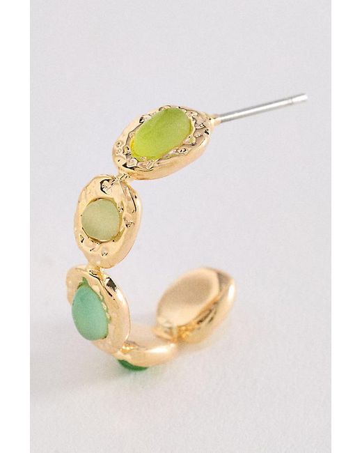 By Anthropologie Green Colourful Semi-Stone Hoop Earrings