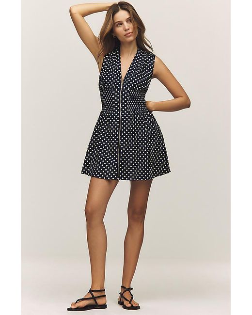 By Anthropologie Green The Tommie Cap-Sleeve Smocked Front-Zip Shirt Dress: Linen Mini Edition