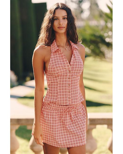 Celandine Multicolor Cotton Buttondown Halter Top