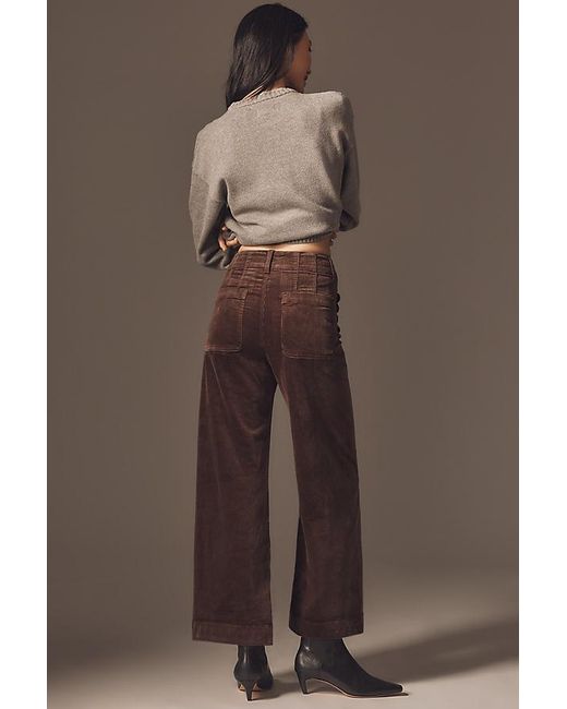 Maeve Brown The Colette Crop Wide-Leg Trousers By Corduroy Scallop Pocket Edition