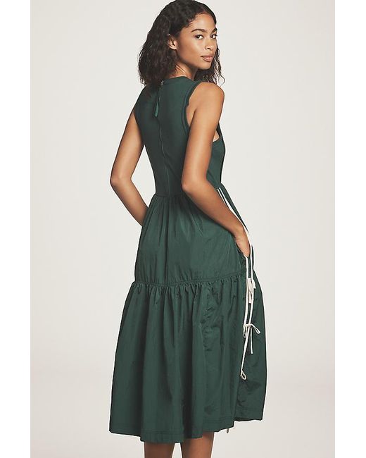 slim fit dress slacks Green Lattice Upf50+ Split Neck Travel Dress - Green - Size L main image 1