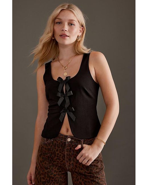 Anthropologie Black Bow Corset Top