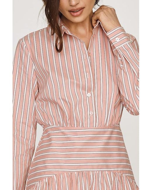Exquise Pink Drop-Waist Mini Shirt Dress By