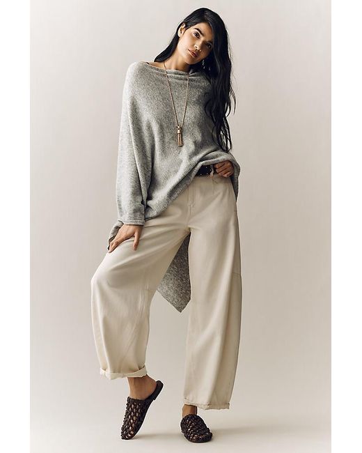 Flat White Brown Lightweight Knit Poncho