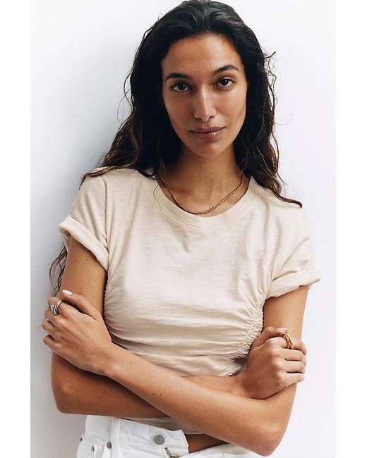 Pilcro Gray The Bennie Slim Crew Neck Cotton-Slub T-Shirt By Cinched Edition
