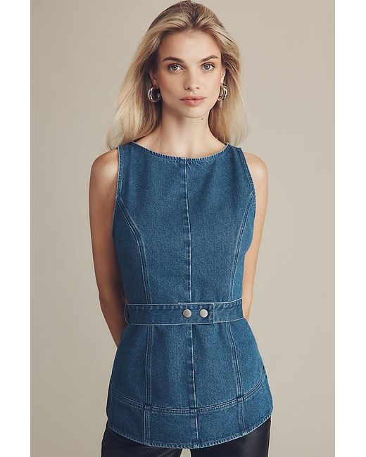 Mare Mare Blue Sleeveless Denim Belted Top