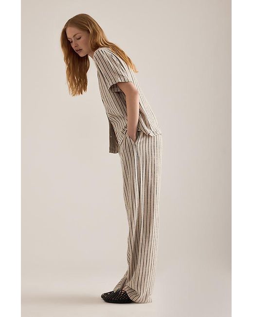 Object Natural Sanne Stripe Wide-Leg Trousers