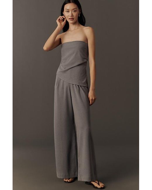 Self Contrast Gray Strapless Jumpsuit