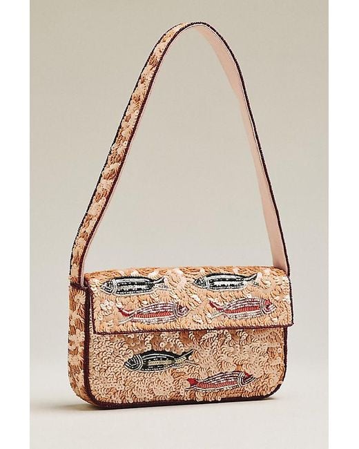 By Anthropologie Brown The Fiona Beaded Bag: Icon Edition