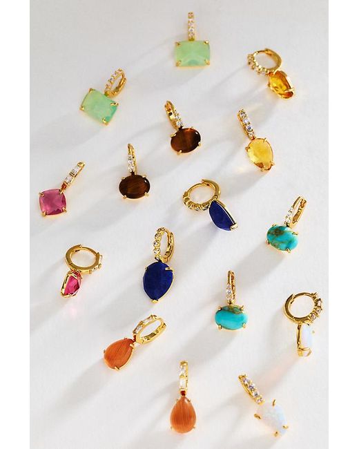By Anthropologie Orange Gemstone Huggie Hoop Earrings