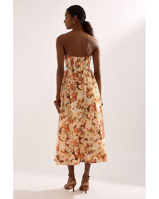 Bardot Natural Lola Strapless Corset Midi Dress