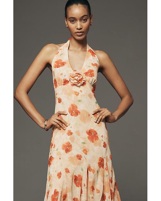 Astr Gray Yasmeen Halter Slip Dress