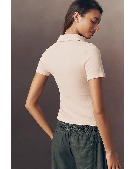 Pilcro Brown Soft Wash Zipper T-Shirt By