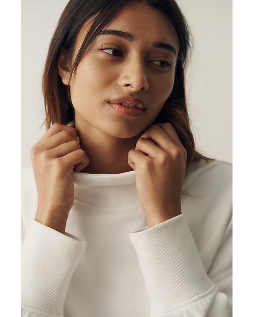 Daily Practice White Throw & Go Cropped Long Sleeve Top