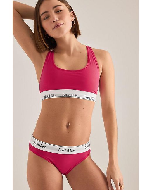 Calvin Klein Red Cotton-Modal Unlined Bralette