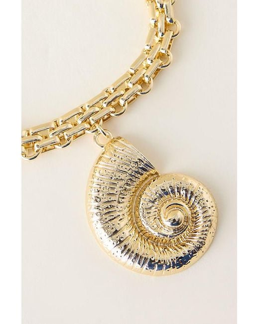 Anthropologie Natural Chunky Spiral Shell Pendant Necklace