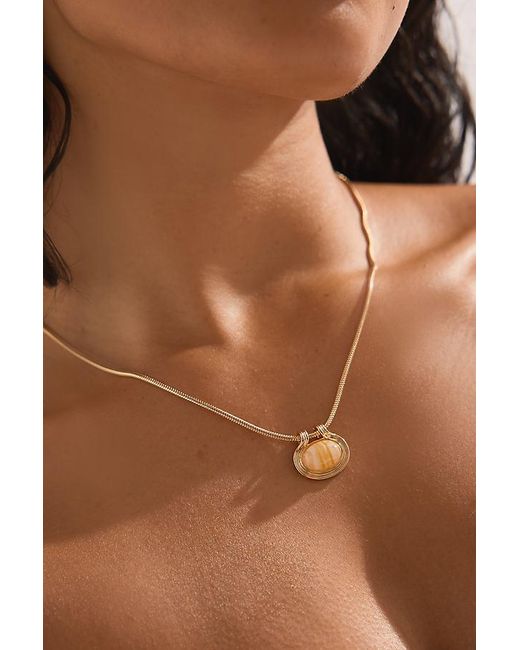 Anthropologie Natural Stone Pendant Chain Necklace