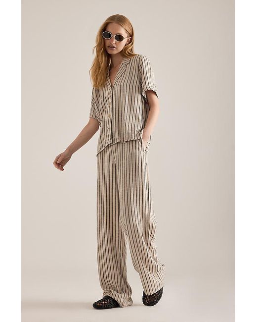 Object Natural Sanne Stripe Wide-Leg Trousers