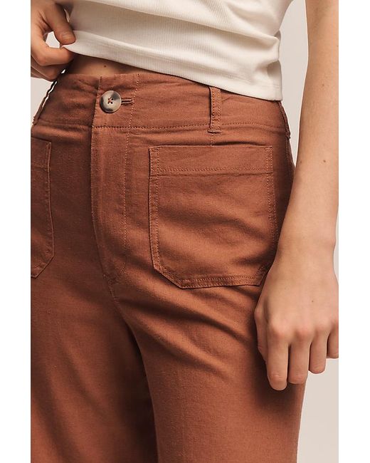 Maeve Natural The Colette Beachy Linen Full-Length Wide-Leg Trousers By