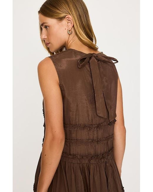 Damson Madder Brown Reed Ruffle Sheer Midi Dress